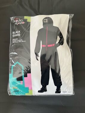 Squid Game Black Guard Costume - Black with Pink Accents